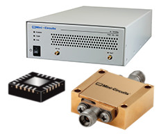 Three RF amplifiers with various connectorized and surface mount case styles