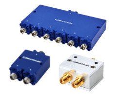 Three coaxial RF combiners in 2-way and 6-way configurations